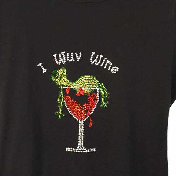 I WUV WINE Swarovski Crystal Embellished Tee - Picture 2 of 10